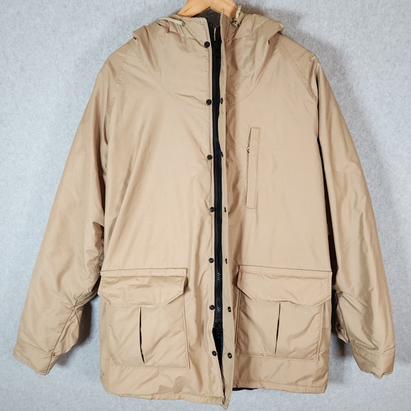Vintage 70s Columbia Coat Mens L Gortex Thinsulate Hooded Hunting Outdoor Beige